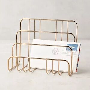 Anthropologie Savoy Gold Wire Letter Sorter